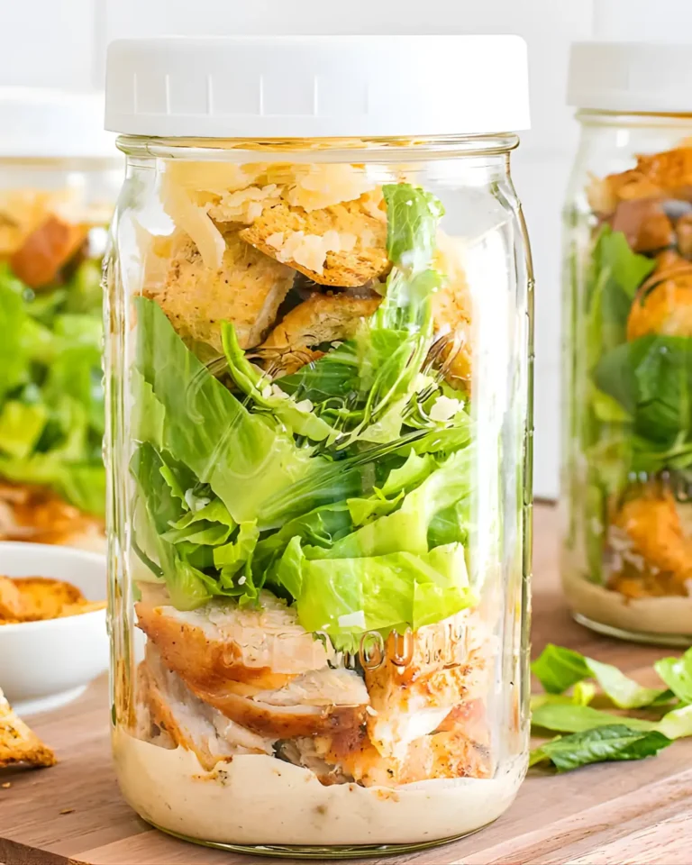 Healthy jar salads with Mediterranean ingredients
